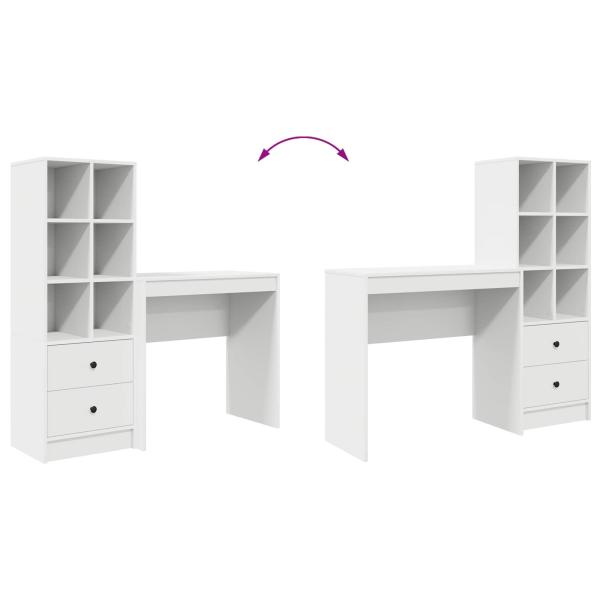 Schreibtisch mit Schubladen mit Regal mit Speicher 2 pcs Weiß