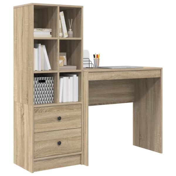 Schreibtisch mit Schubladen mit Regal 2 pcs Sonoma-Eiche