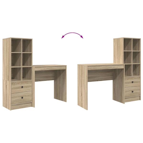 Schreibtisch mit Schubladen mit Regal 2 pcs Sonoma-Eiche