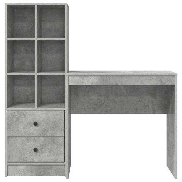 Schreibtisch mit Schubladen mit Regal 2 pcs Beton Grau