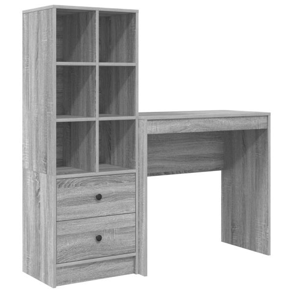 Schreibtisch mit Schubladen mit Regal 2 pcs Graues Sonoma
