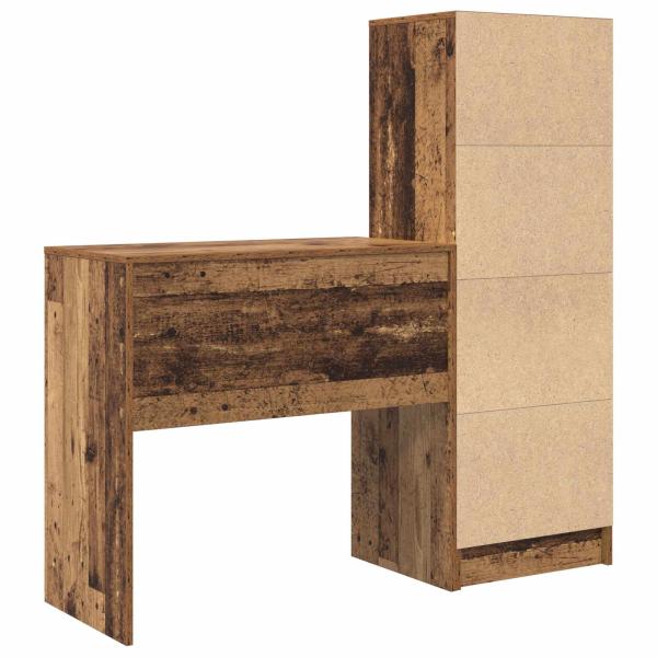 Schreibtisch mit Schubladen mit Regal 2 pcs Altholz