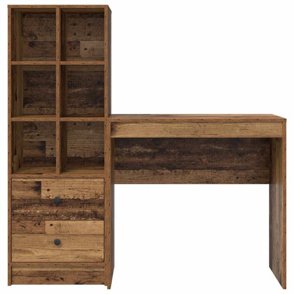 Schreibtisch mit Schubladen mit Regal 2 pcs Altholz