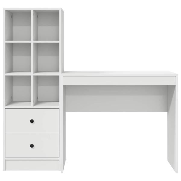 Schreibtisch mit Schubladen mit Regal mit Speicher 2 pcs Weiß