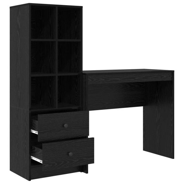 Schreibtisch mit Schubladen 2 pcs Schwarz Eichen-Optik