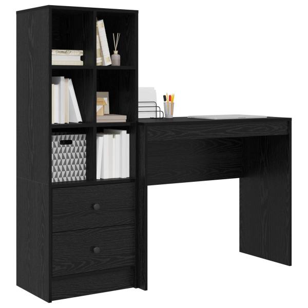 Schreibtisch mit Schubladen 2 pcs Schwarz Eichen-Optik