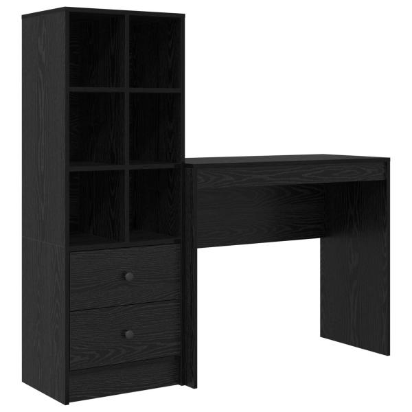 Schreibtisch mit Schubladen 2 pcs Schwarz Eichen-Optik