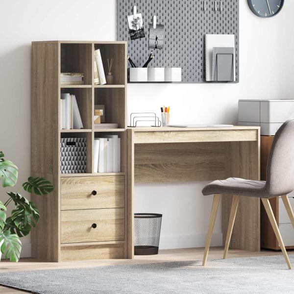 ARDEBO.de - Schreibtisch mit Schubladen mit Regal 2 pcs Sonoma-Eiche
