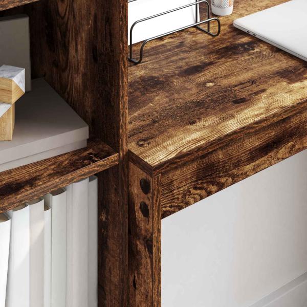 Schreibtisch mit Schubladen mit Regal 2 pcs Geräucherte Eiche