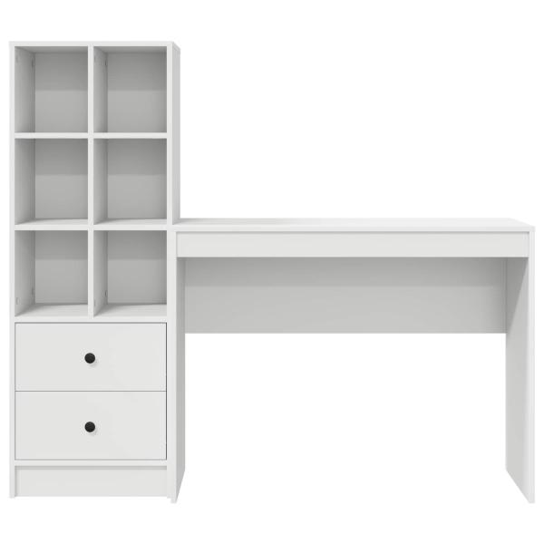 Schreibtisch mit Schubladen mit Regal mit Speicher 2 pcs Weiß