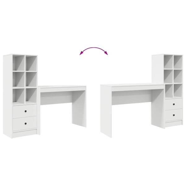 Schreibtisch mit Schubladen mit Regal mit Speicher 2 pcs Weiß