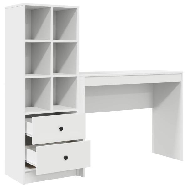 Schreibtisch mit Schubladen mit Regal mit Speicher 2 pcs Weiß