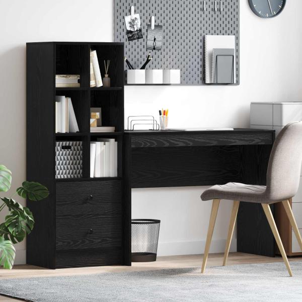 ARDEBO.de - Schreibtisch Schwarz Eichen-Optik 145,5 x 40 x 127 cm 2 stk.