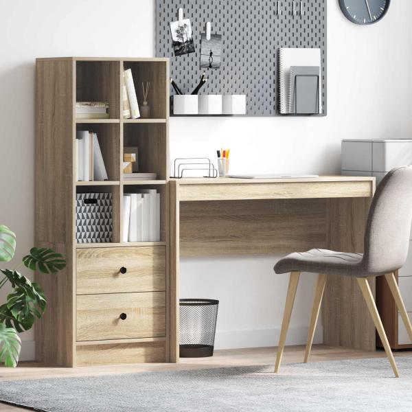 ARDEBO.de - Schreibtisch mit Schubladen mit Regal 2 pcs Sonoma-Eiche