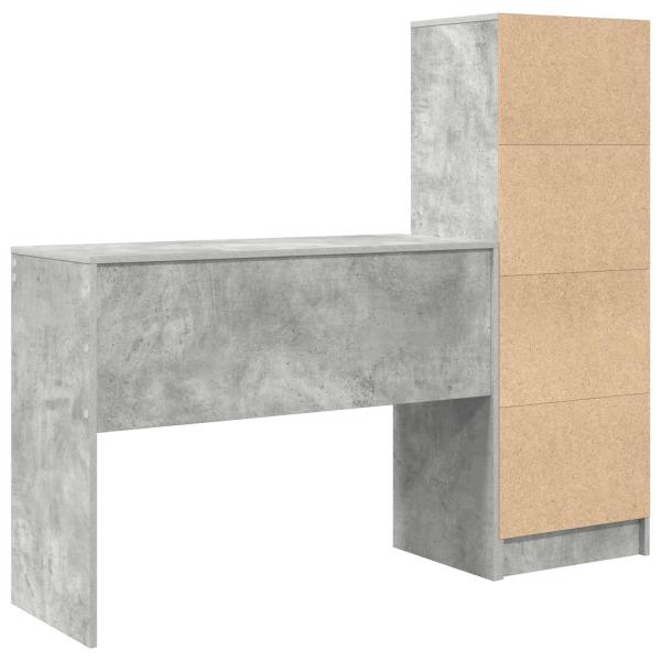 Schreibtisch mit Schubladen mit Regal 2 pcs Beton Grau
