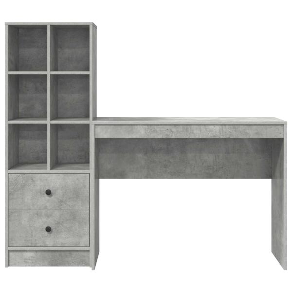 Schreibtisch mit Schubladen mit Regal 2 pcs Beton Grau