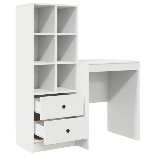 Schreibtisch mit Schubladen mit Regal mit Speicher 2 pcs Weiß