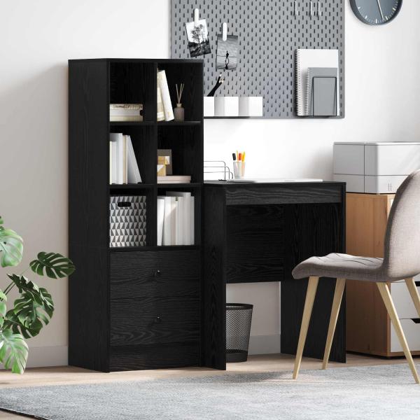 ARDEBO.de - Schreibtisch Schwarz Eichen-Optik 105,5 x 50 x 127 cm 2 stk.