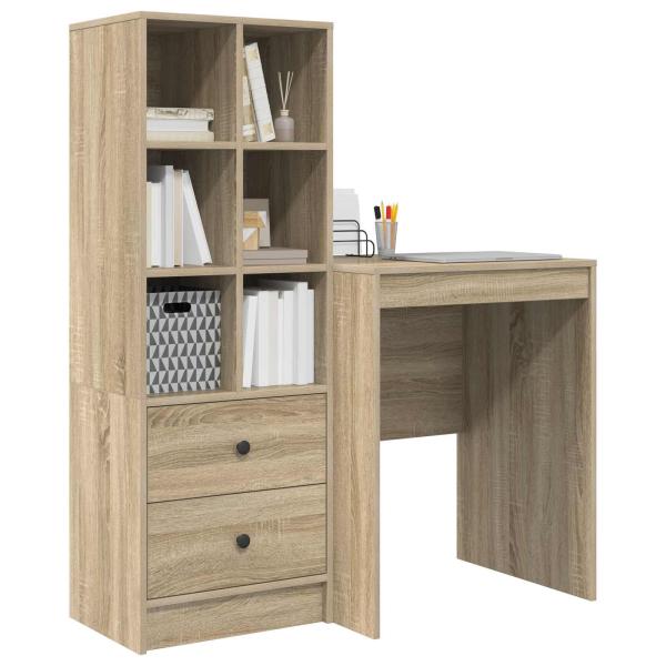 Schreibtisch mit Schubladen mit Regal 2 pcs Sonoma-Eiche