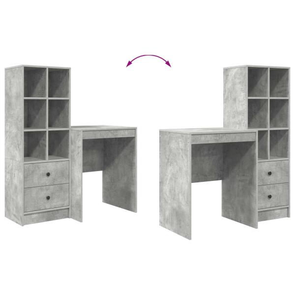 Schreibtisch mit Schubladen mit Regal 2 pcs Beton Grau
