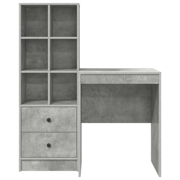 Schreibtisch mit Schubladen mit Regal 2 pcs Beton Grau