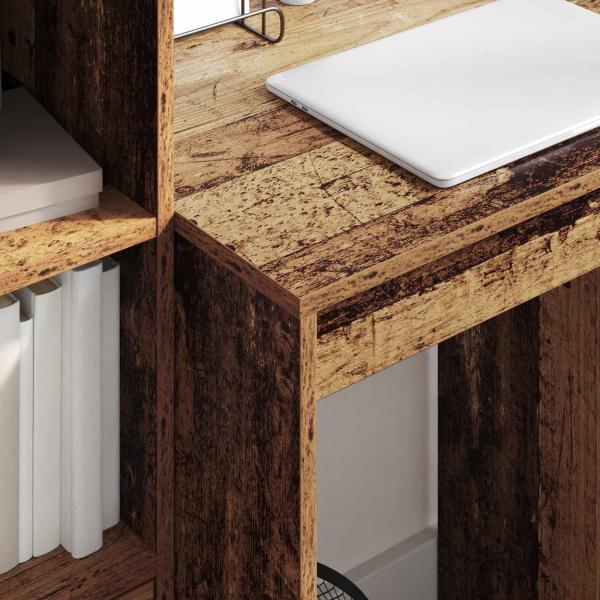 Schreibtisch mit Schubladen mit Regal 2 pcs Altholz