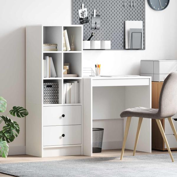 ARDEBO.de - Schreibtisch mit Schubladen mit Regal mit Speicher 2 pcs Weiß