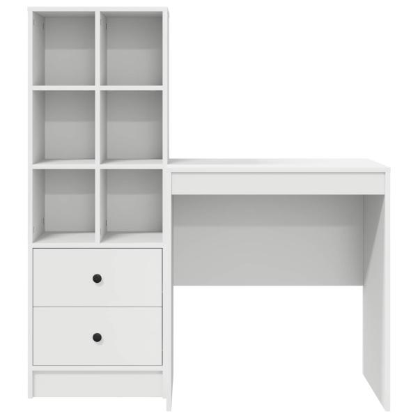 Schreibtisch mit Schubladen mit Regal mit Speicher 2 pcs Weiß