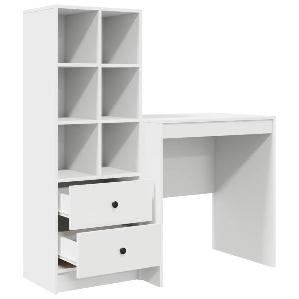 Schreibtisch mit Schubladen mit Regal mit Speicher 2 pcs Weiß