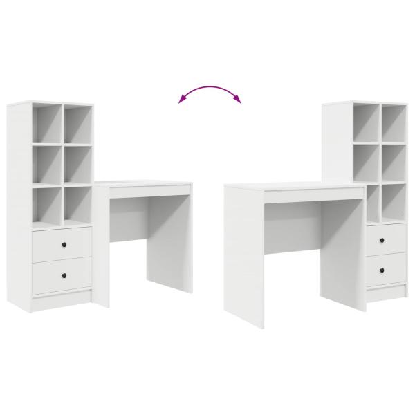 Schreibtisch mit Schubladen mit Regal mit Speicher 2 pcs Weiß