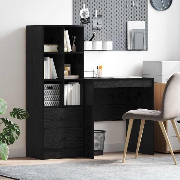 ARDEBO.de - Schreibtisch Schwarz Eichen-Optik 115,5 x 50 x 127 cm 2 stk.