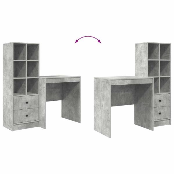 Schreibtisch mit Schubladen mit Regal 2 pcs Beton Grau
