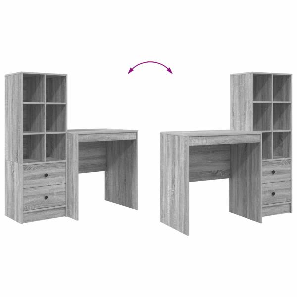 Schreibtisch mit Schubladen mit Regal 2 pcs Graues Sonoma