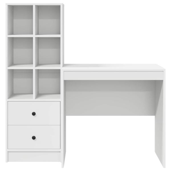Schreibtisch mit Schubladen mit Regal mit Speicher 2 pcs Weiß