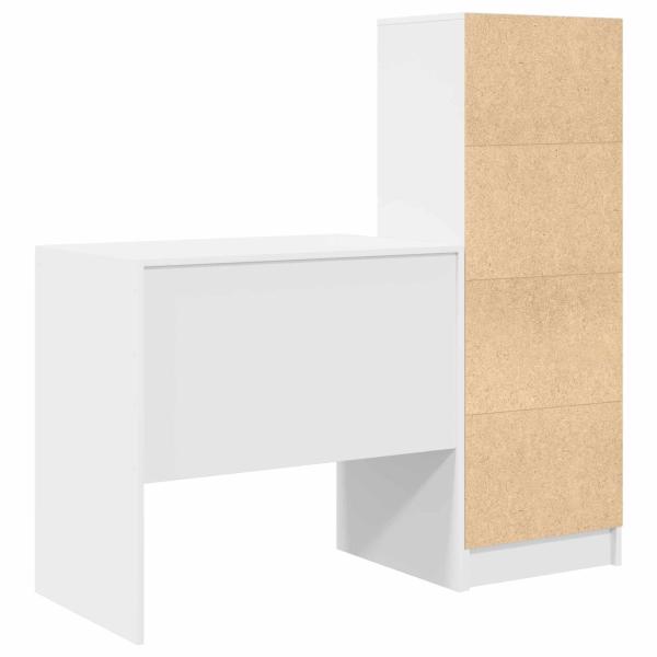 Schreibtisch mit Schubladen mit Regal mit Speicher 2 pcs Weiß