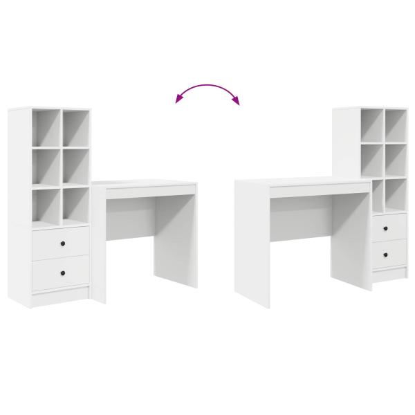Schreibtisch mit Schubladen mit Regal mit Speicher 2 pcs Weiß