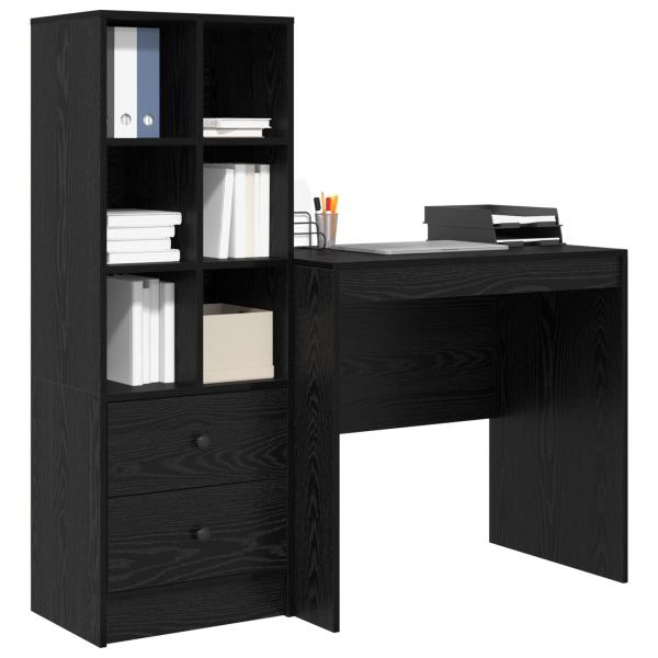 Schreibtisch Schwarz Eichen-Optik 125,5 x 50 x 127 cm 2 stk.