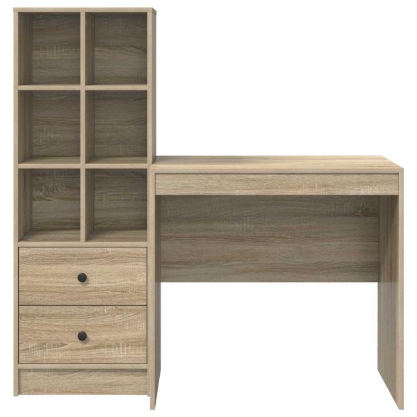 Schreibtisch mit Schubladen mit Regal 2 pcs Sonoma-Eiche