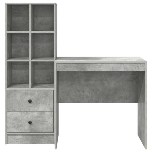 Schreibtisch mit Schubladen mit Regal 2 pcs Beton Grau
