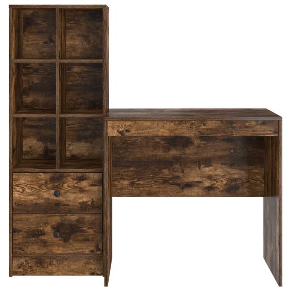 Schreibtisch mit Schubladen mit Regal 2 pcs Geräucherte Eiche