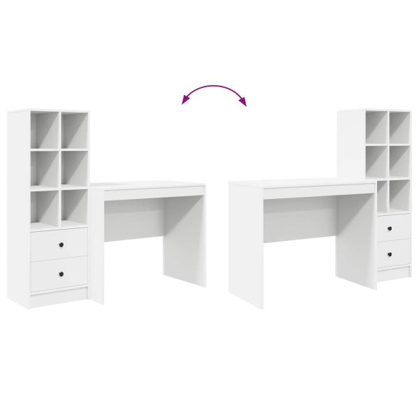 Schreibtisch mit Schubladen mit Regal mit Speicher 2 pcs Weiß