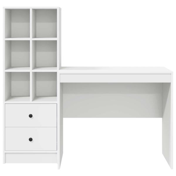 Schreibtisch mit Schubladen mit Regal mit Speicher 2 pcs Weiß