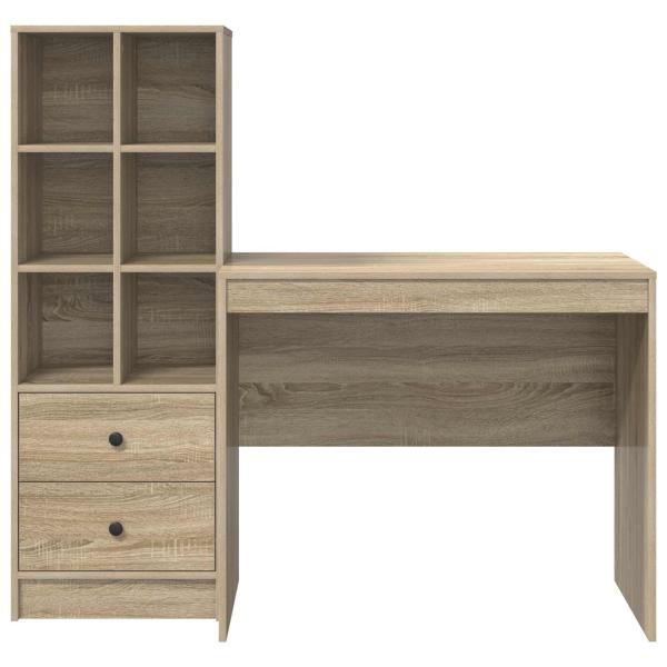 Schreibtisch mit Schubladen mit Regal 2 pcs Sonoma-Eiche
