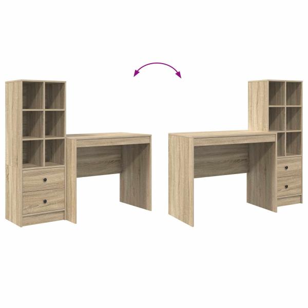 Schreibtisch mit Schubladen mit Regal 2 pcs Sonoma-Eiche