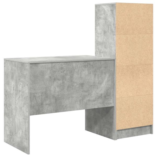 Schreibtisch mit Schubladen mit Regal 2 pcs Beton Grau