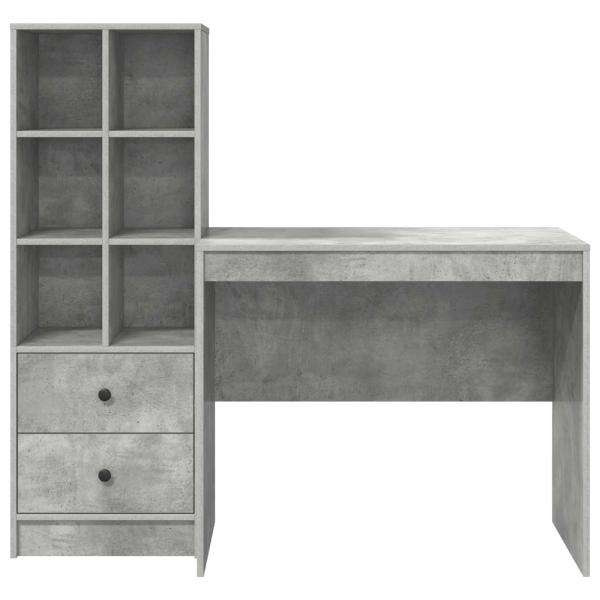Schreibtisch mit Schubladen mit Regal 2 pcs Beton Grau