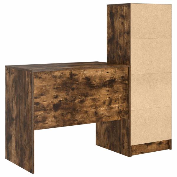 Schreibtisch mit Schubladen mit Regal 2 pcs Geräucherte Eiche