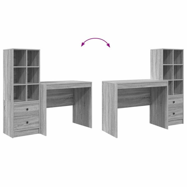 Schreibtisch mit Schubladen mit Regal 2 pcs Graues Sonoma