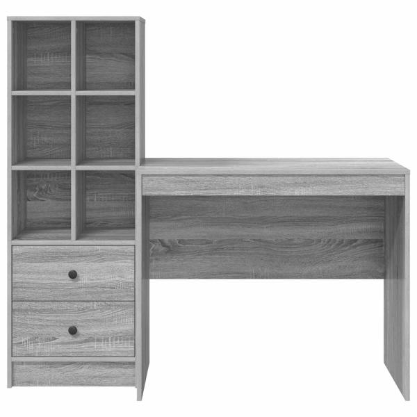 Schreibtisch mit Schubladen mit Regal 2 pcs Graues Sonoma
