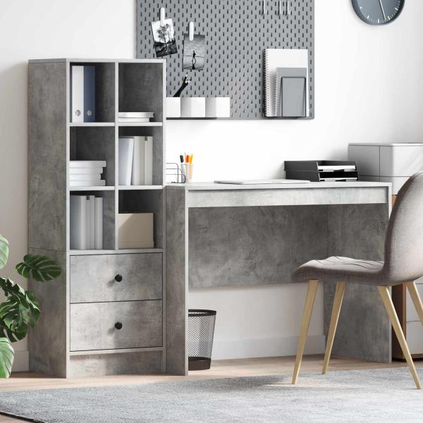 ARDEBO.de - Schreibtisch mit Schubladen 2 pcs Beton Grau